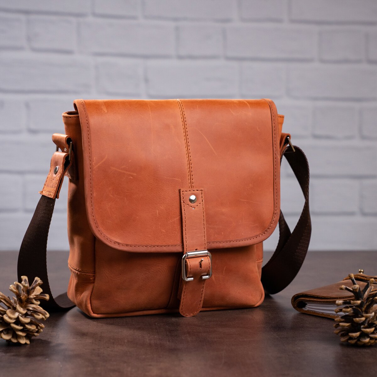 Genuine Leather Bag SHVIGEL 00883 Brown - Premium Quality Ukrainian Design