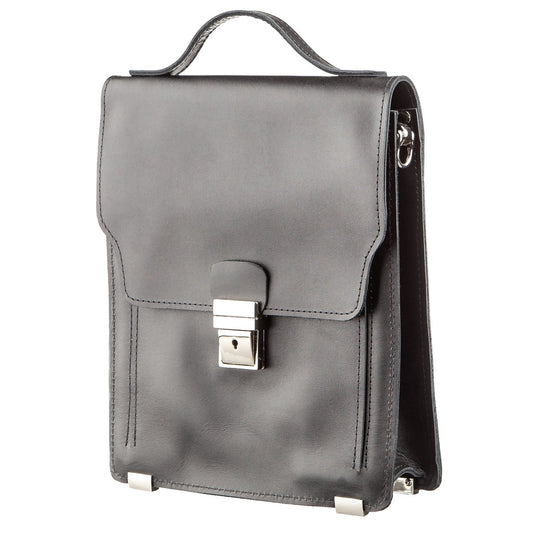 Vertical Leather Shoulder Bag SHVIGEL 11176 Black Natural Leather Design