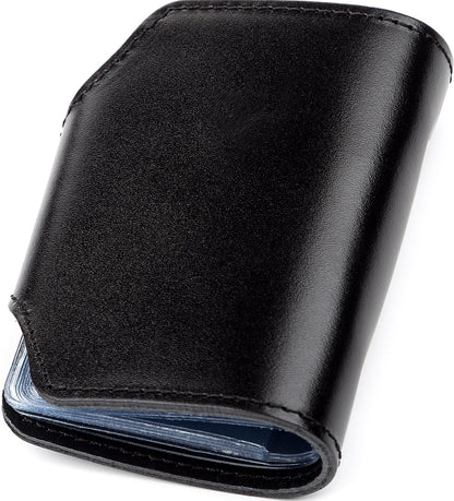 Vertical Holder SHVIGEL 13911 Leather Black for Business Cards - Handmade in Ukraine