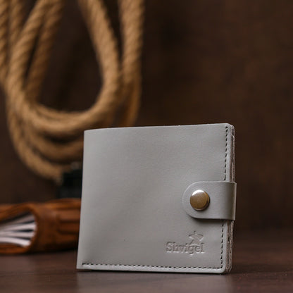 Classic Leather Wallet SHVIGEL 16472 Gray Natural Leather Made in Ukraine