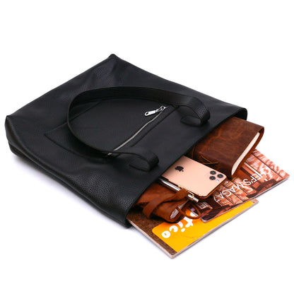 Leather Universal Women's Bag SHVIGEL 16354 Black - Natural Leather, Ukrainian Craftsmanship