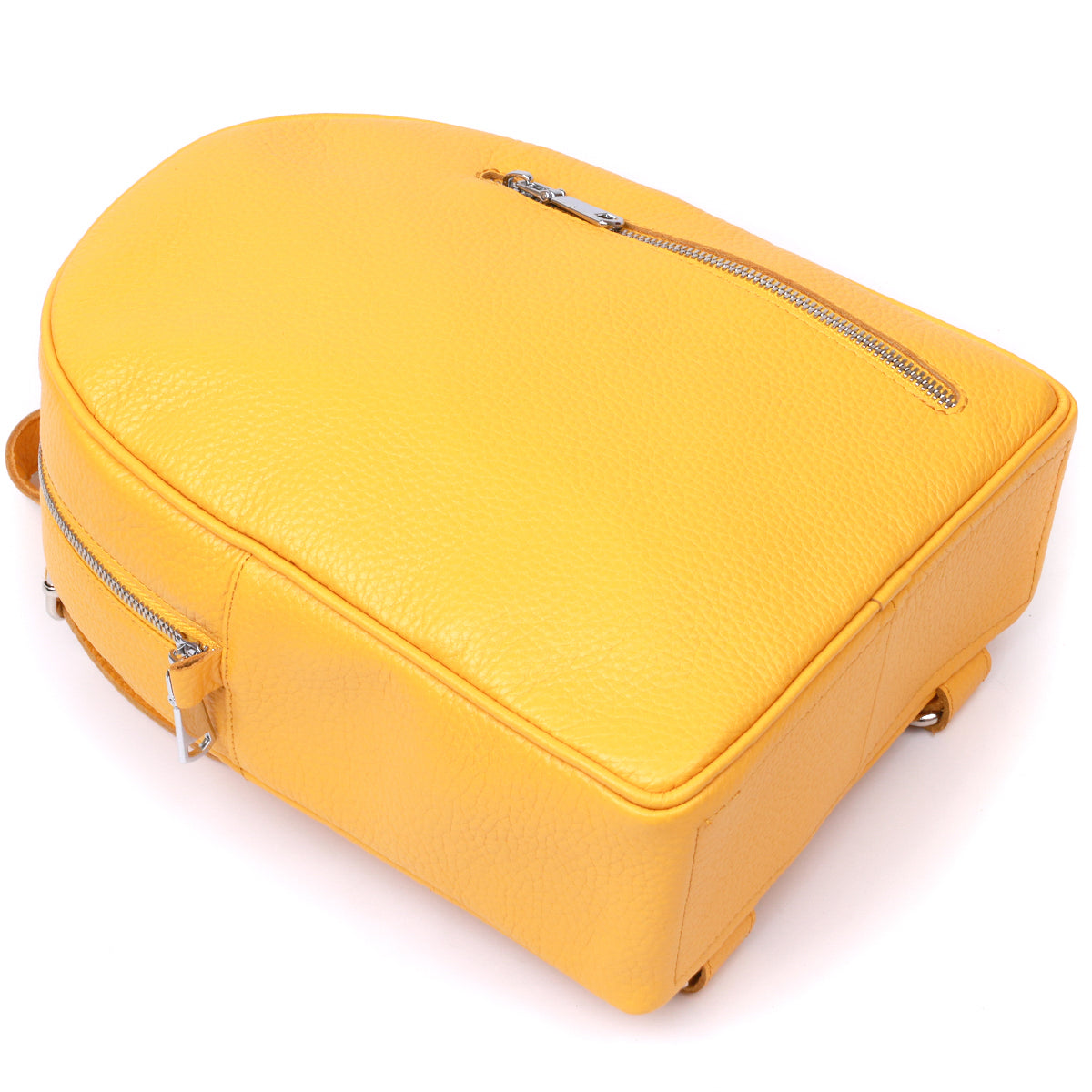 Bright Yellow Leather Women's Backpack SHVIGEL 16321 - Handmade in Ukraine