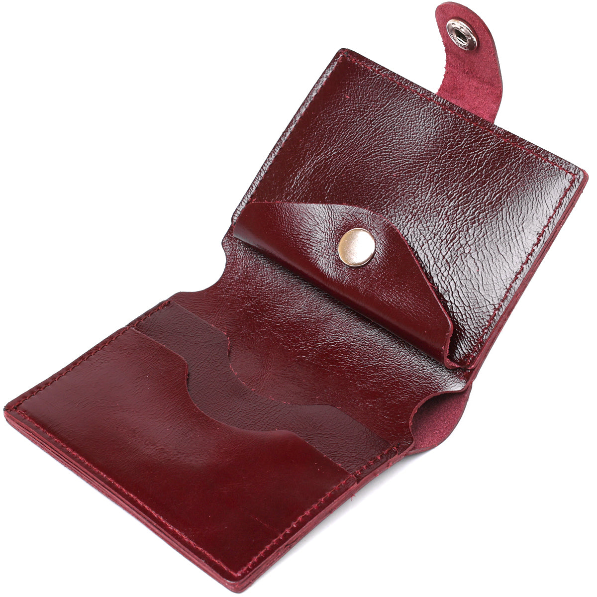 Glossy Leather Women's Wallet SHVIGEL 16484 Burgundy Natural Leather Made in Ukraine