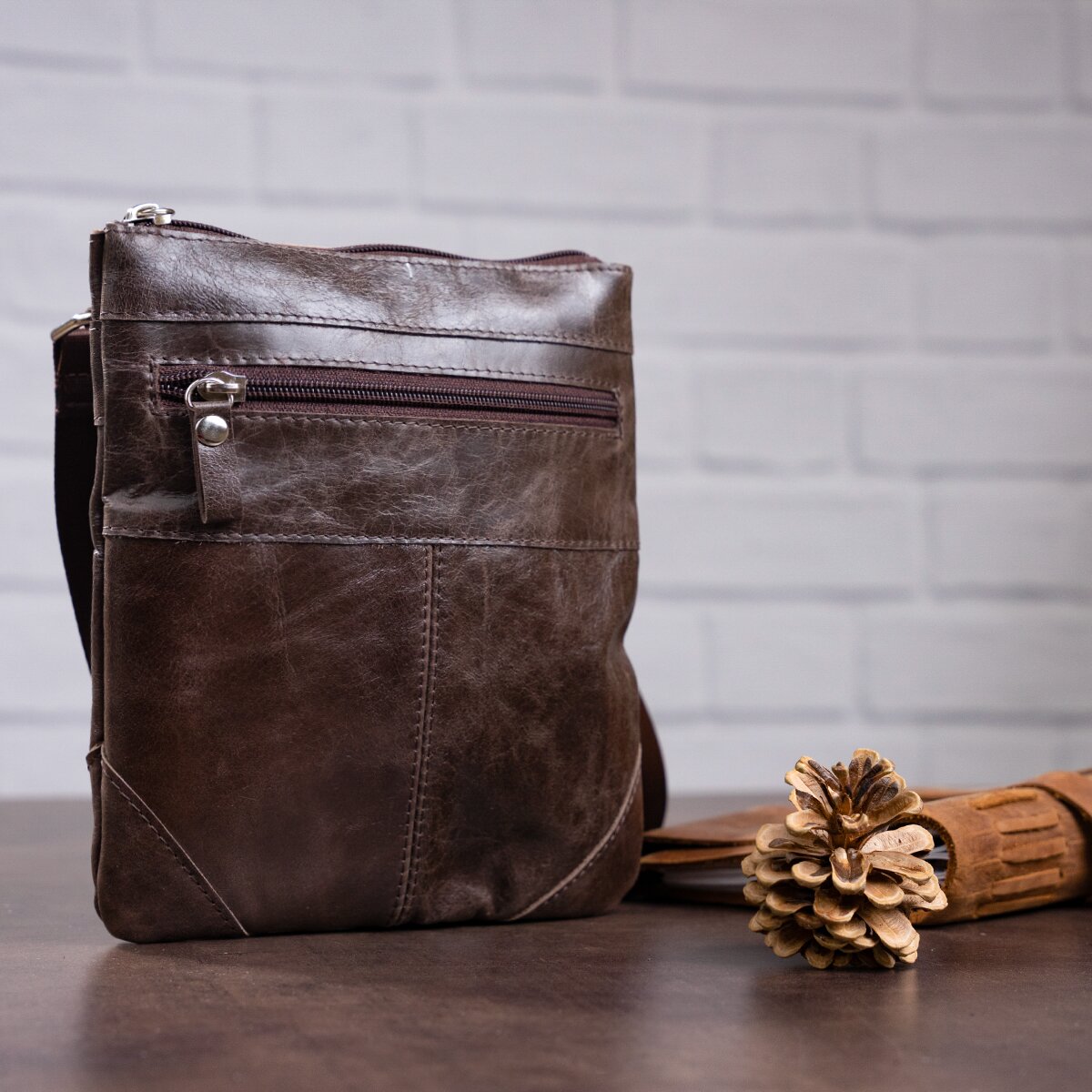Leather Bag SHVIGEL 11136 Made in Ukraine Brown Genuine Leather Fashion Accessory