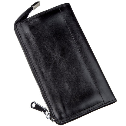 Unisex Leather Clutch SHVIGEL 16186 Black, Made in Ukraine, Natural Leather