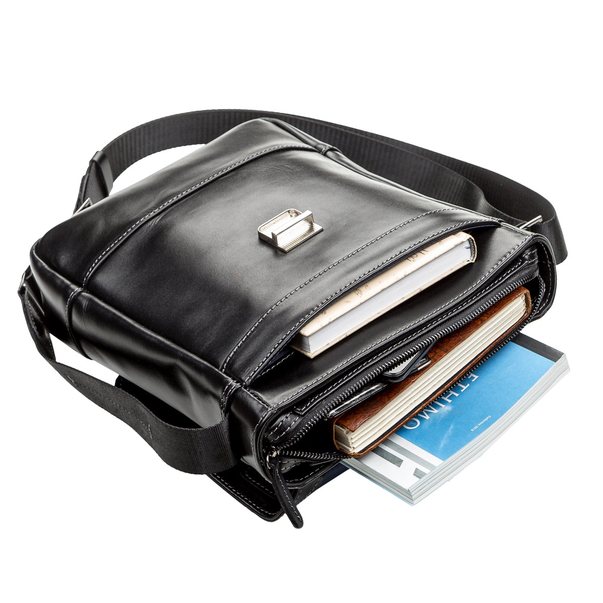 Men's Leather Bag SHVIGEL 11118 Black Genuine Leather Natural Materials