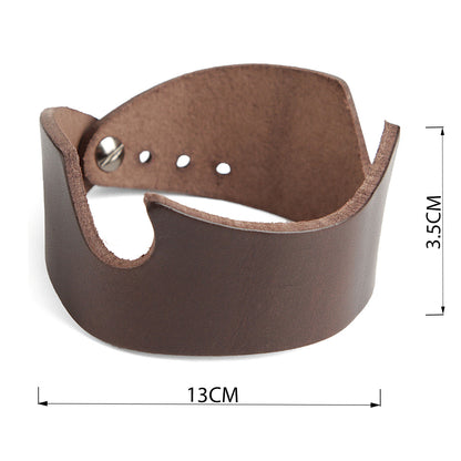 Natural Leather Bracelet SHVIGEL 13797 Brown - Handmade from Ukrainian Leather