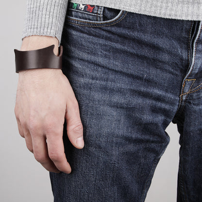 Natural Leather Bracelet SHVIGEL 13797 Brown - Handmade from Ukrainian Leather