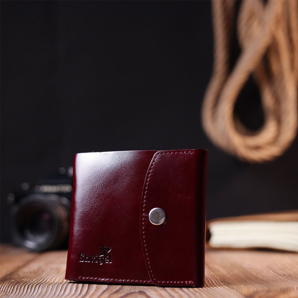 Glossy Leather Women's Wallet SHVIGEL 16620 Cherry Red Made in Ukraine Natural Leather