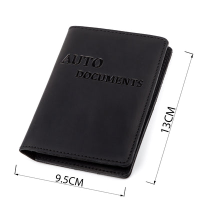 Leather Car Document Holder SHVIGEL 13923 Black Natural Leather for Drivers
