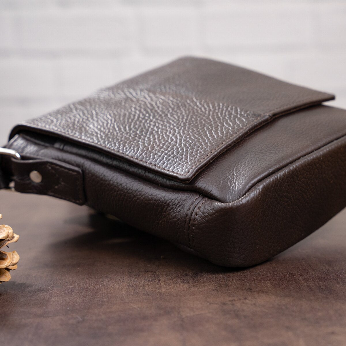 Leather Bag SHVIGEL 00977 Brown - Premium Natural Leather, Made in Ukraine