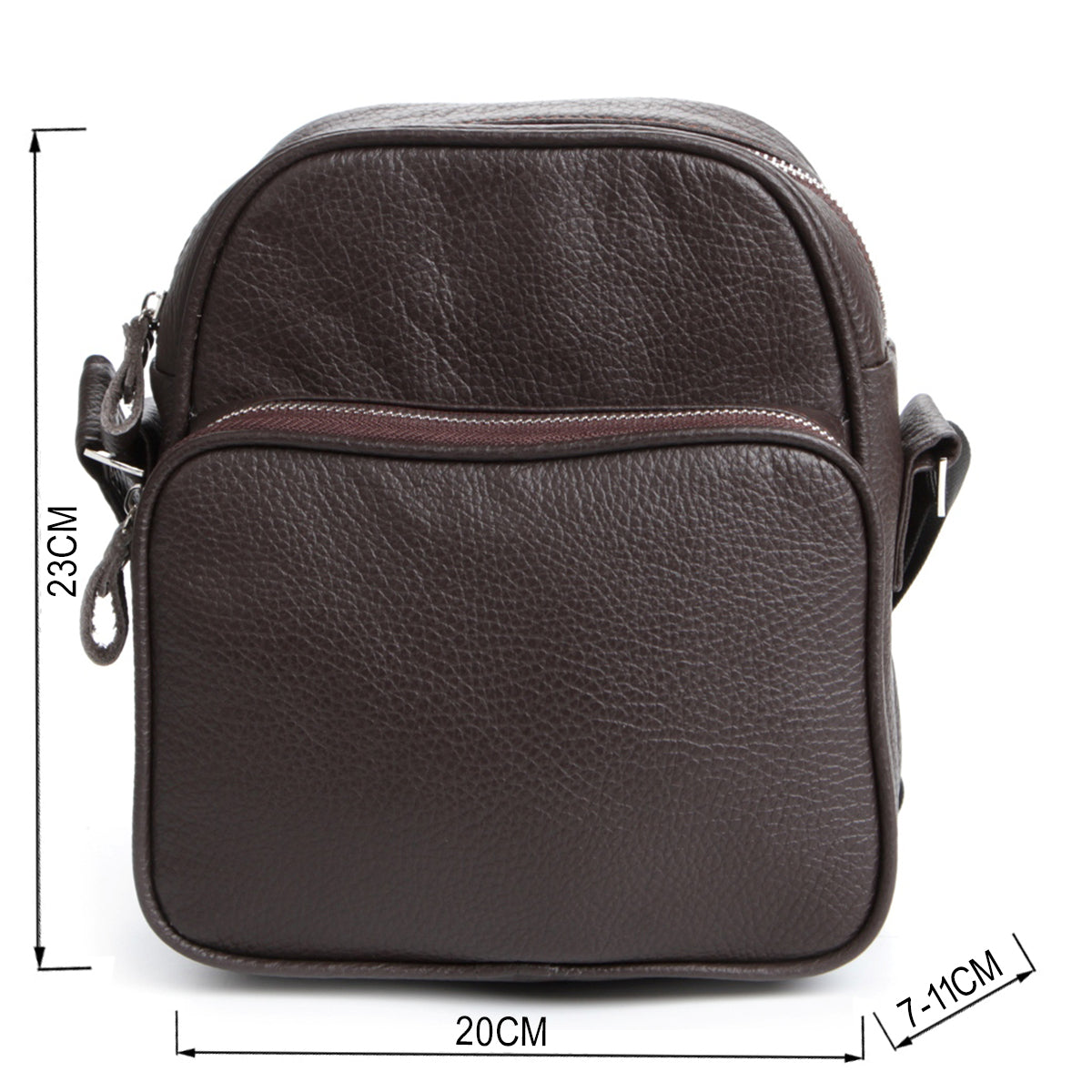 Leather Messenger Bag SHVIGEL 00899 Brown Genuine Leather, Made in Ukraine