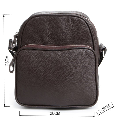 Leather Messenger Bag SHVIGEL 00899 Brown Genuine Leather, Made in Ukraine