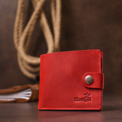 Small Vintage Women's Wallet SHVIGEL 16455 Red Genuine Leather from Ukraine