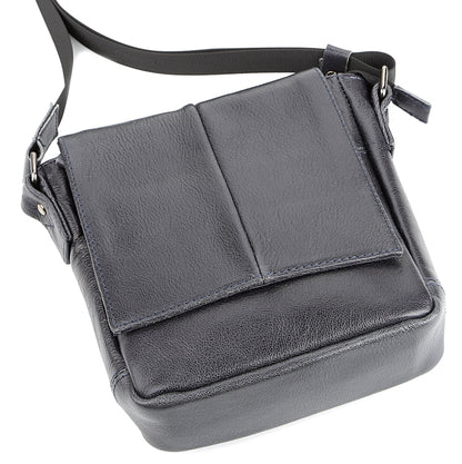 Messenger Bag SHVIGEL 00965 Blue Genuine Leather Made in Ukraine Stylish Design