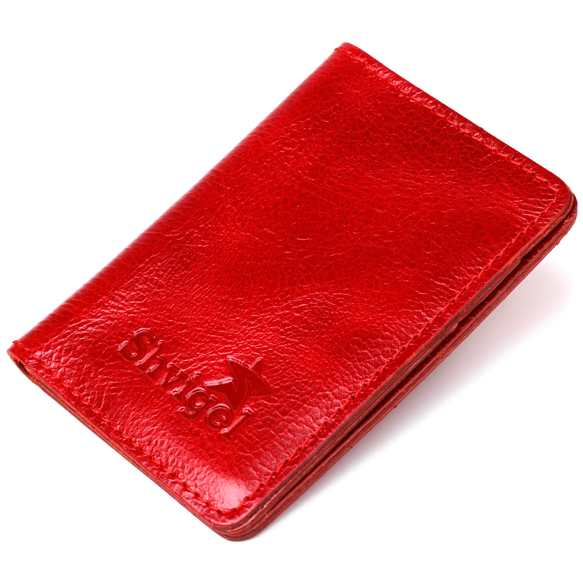 Stylish SHVIGEL Business Card Holder 00116 Red Genuine Leather for Visitation Cards