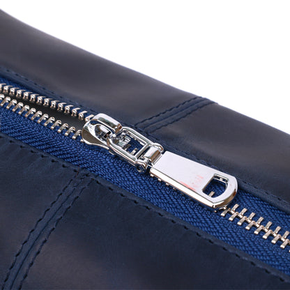 Premium Leather Cosmetic Bag SHVIGEL 16401 Blue - Made in Ukraine with Natural Leather