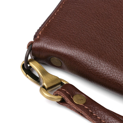 Men's Leather Clutch SHVIGEL 19124 Brown Natural Leather Handmade Accessory