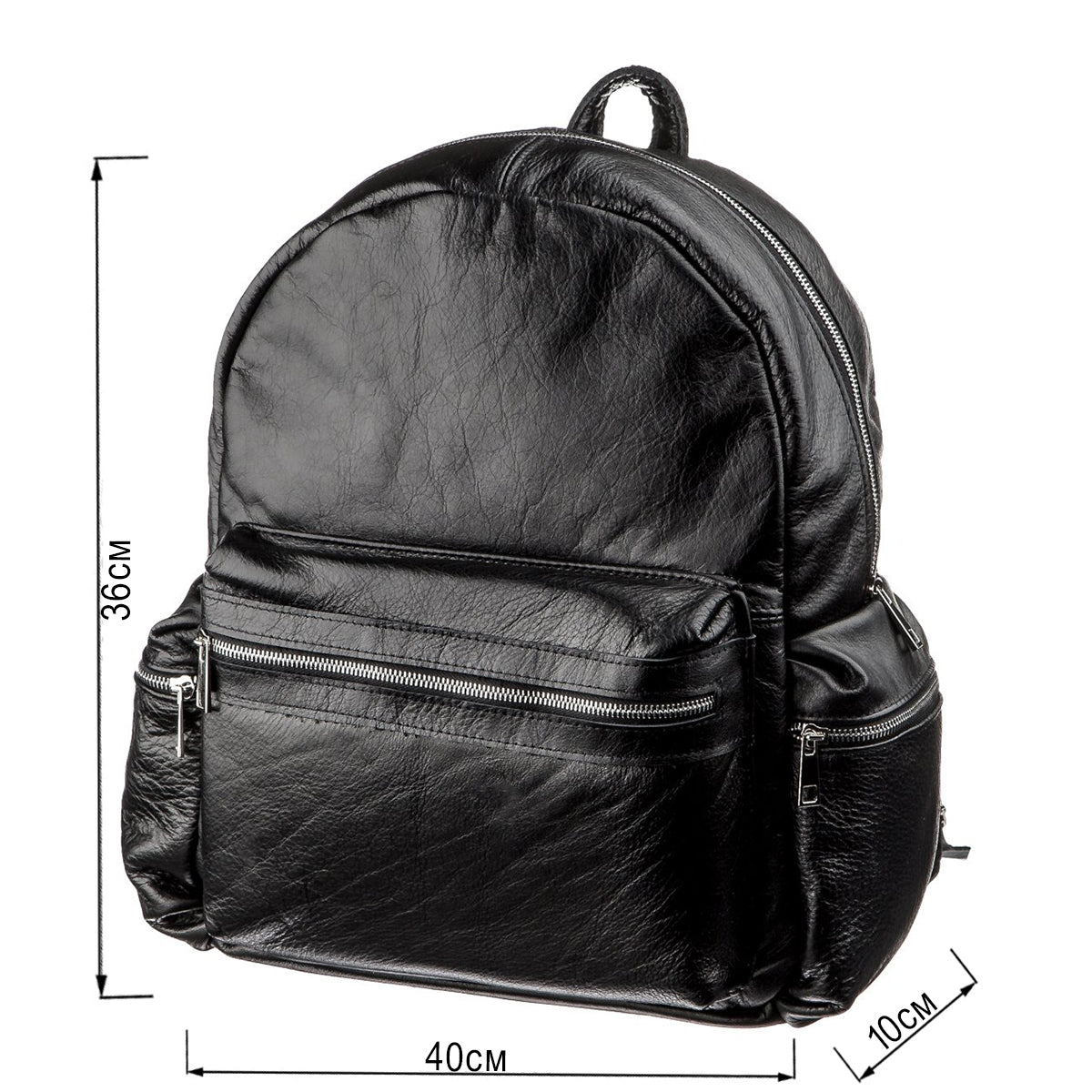 Leather Backpack SHVIGEL 11260 Black Natural Leather, Ukrainian Craftsmanship