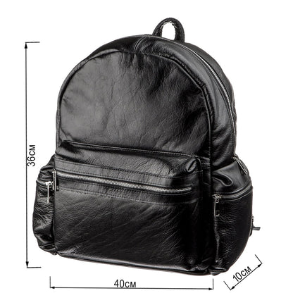 Leather Backpack SHVIGEL 11260 Black Natural Leather, Ukrainian Craftsmanship