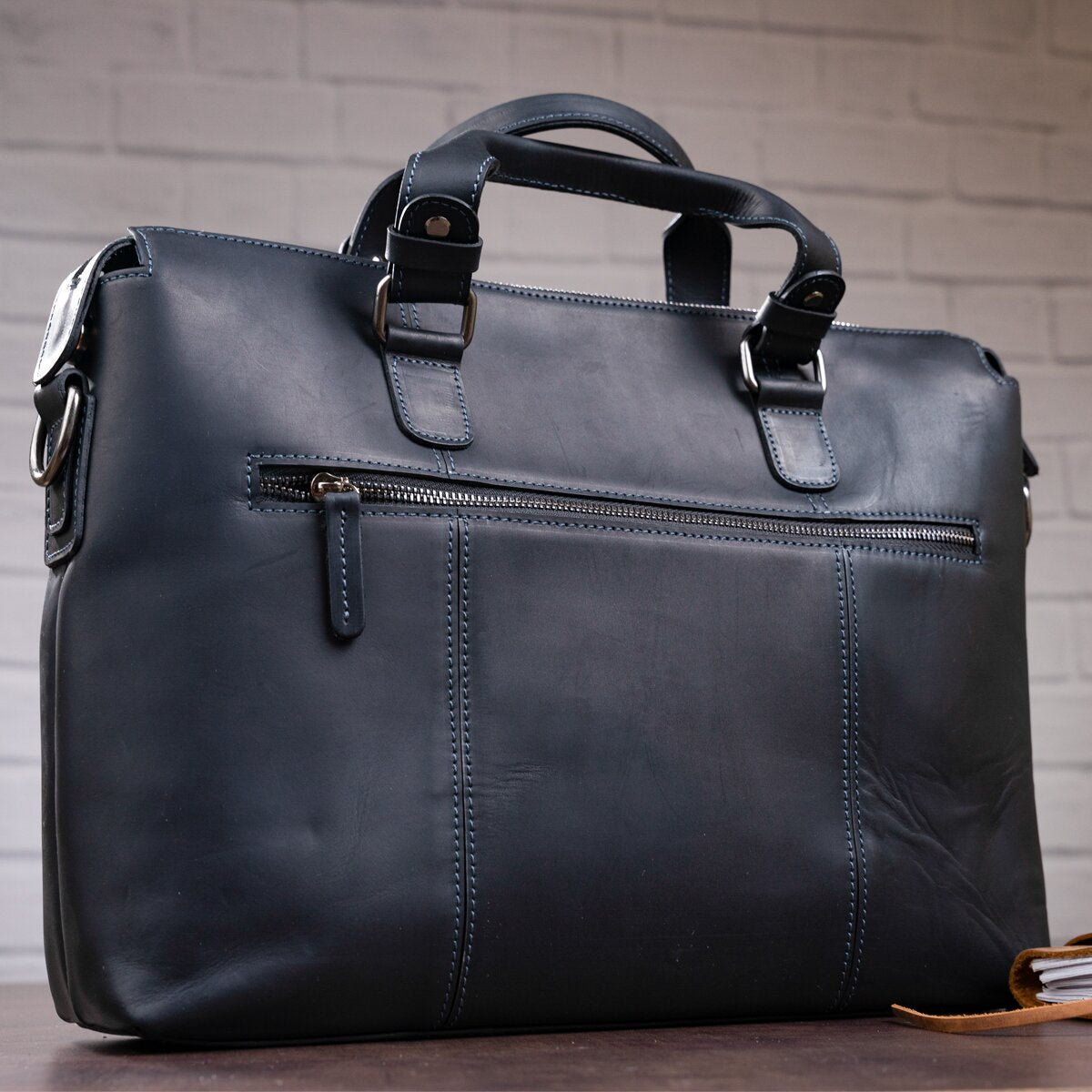 Leather Laptop Bag SHVIGEL 11111 Black Genuine Leather Made in Ukraine