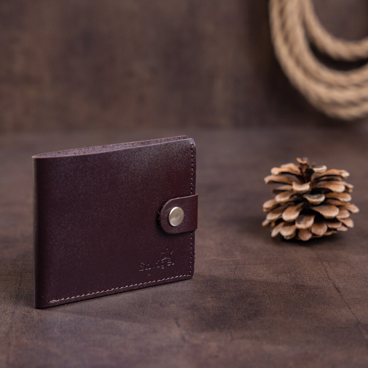 Men's Leather Wallet with Coin Pocket SHVIGEL 16213 Brown Natural Leather Made in Ukraine
