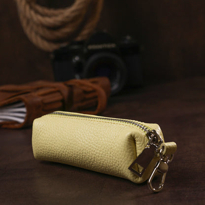 Excellent Women's Key Holder SHVIGEL 16541 Lemon Yellow Natural Leather for Keys