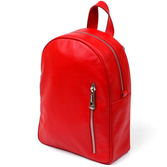 Bright Red Women's Leather Backpack by SHVIGEL, Model 16316 - Made in Ukraine