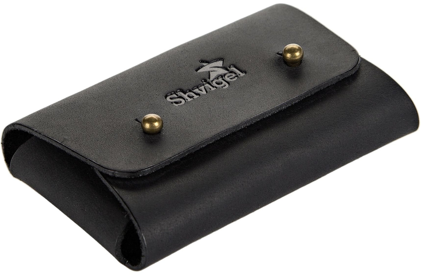 Business Card Holder SHVIGEL 16159 Black Vintage Natural Leather Made in Ukraine