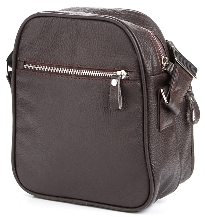 Leather Messenger Bag SHVIGEL 00899 Brown Genuine Leather, Made in Ukraine