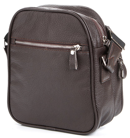 Leather Messenger Bag SHVIGEL 00899 Brown Genuine Leather, Made in Ukraine