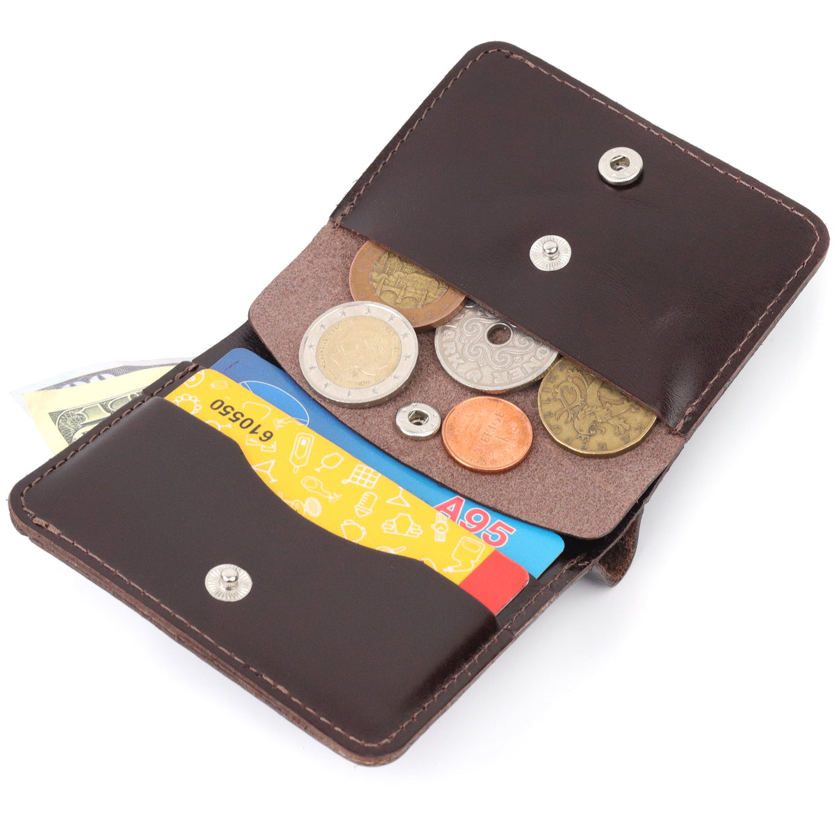 Stylish Men's Leather Wallet SHVIGEL 16610 Brown Genuine Leather Material
