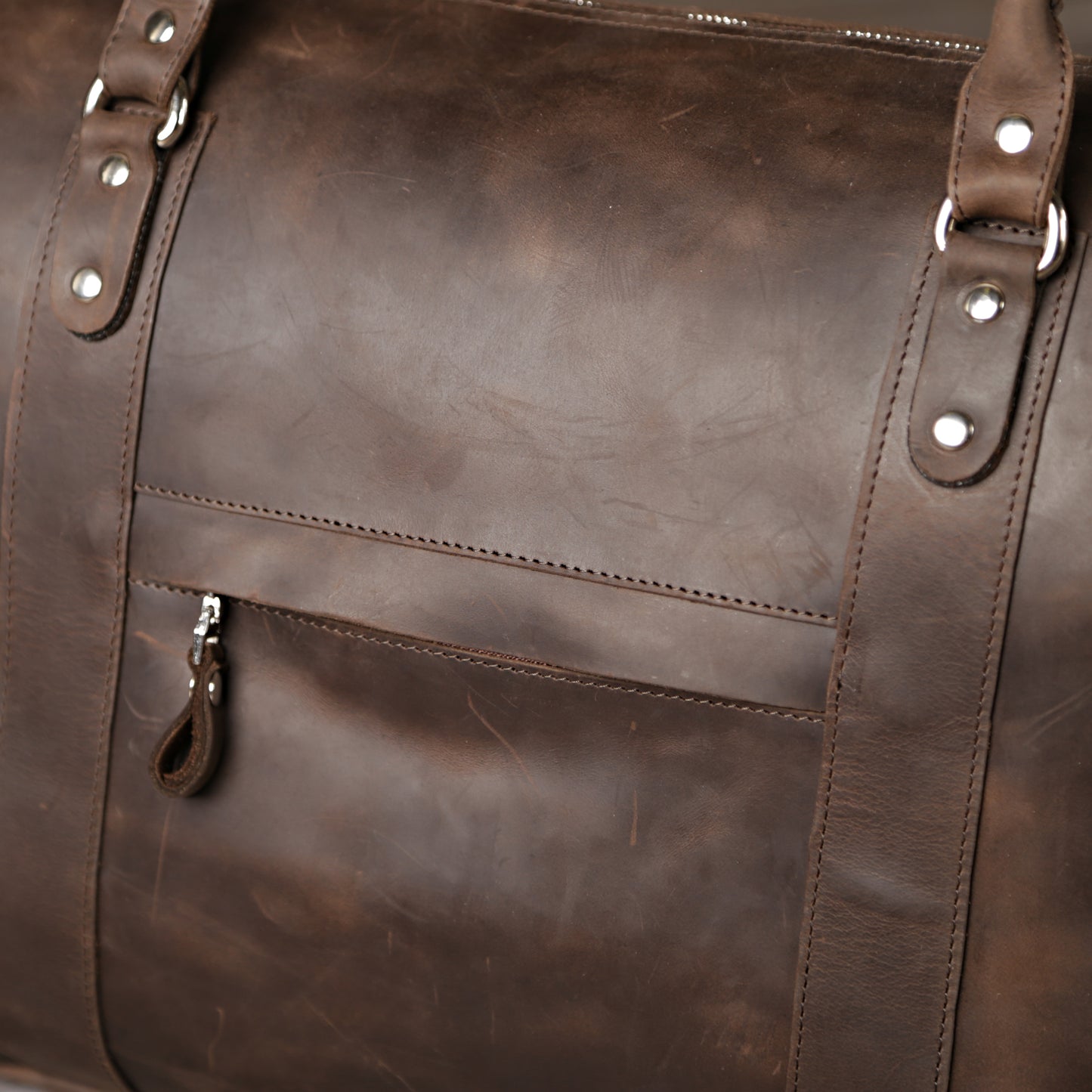 Travel Bag SHVIGEL 11019 Brown Natural Leather Handmade in Ukraine