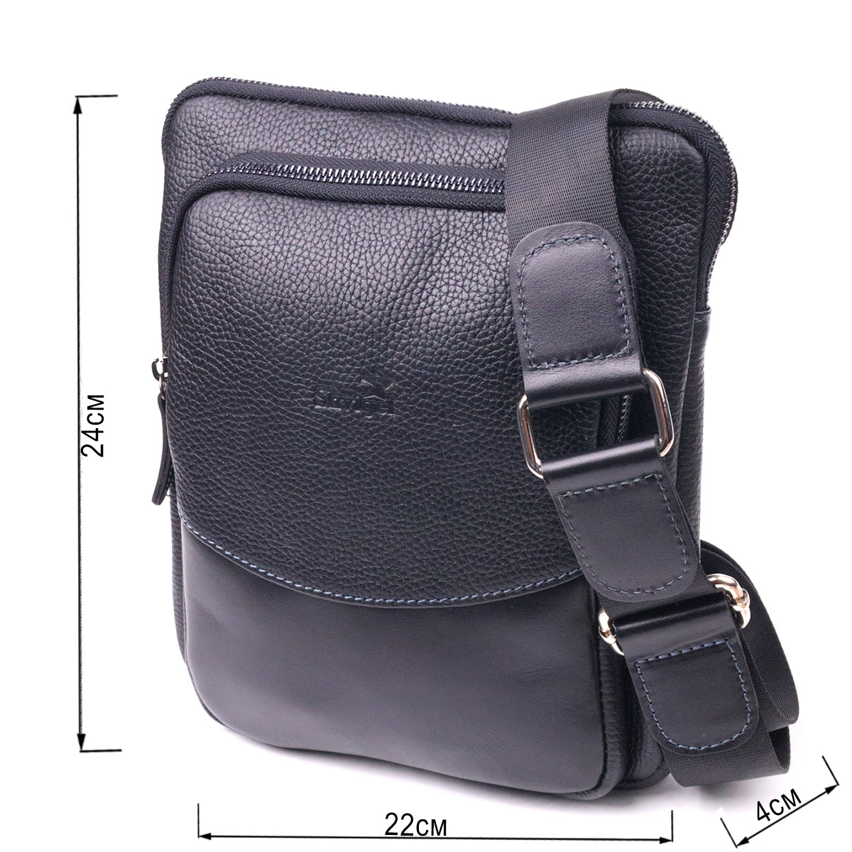 Men's Combination Leather Bag SHVIGEL 18720 Black - Premium Quality Ukrainian Craftsmanship