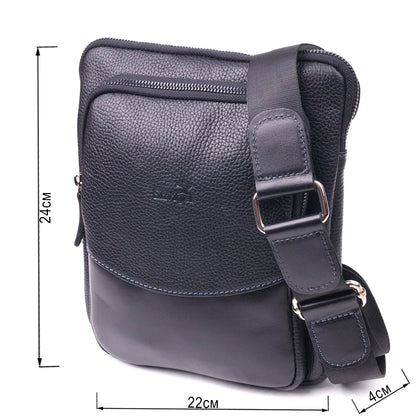Men's Combination Leather Bag SHVIGEL 18720 Black - Premium Quality Ukrainian Craftsmanship