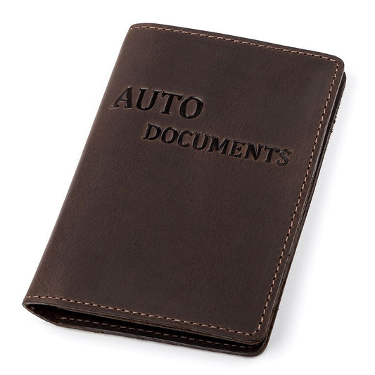 Leather Auto Document Holder SHVIGEL 13922 Brown Natural Leather for Drivers