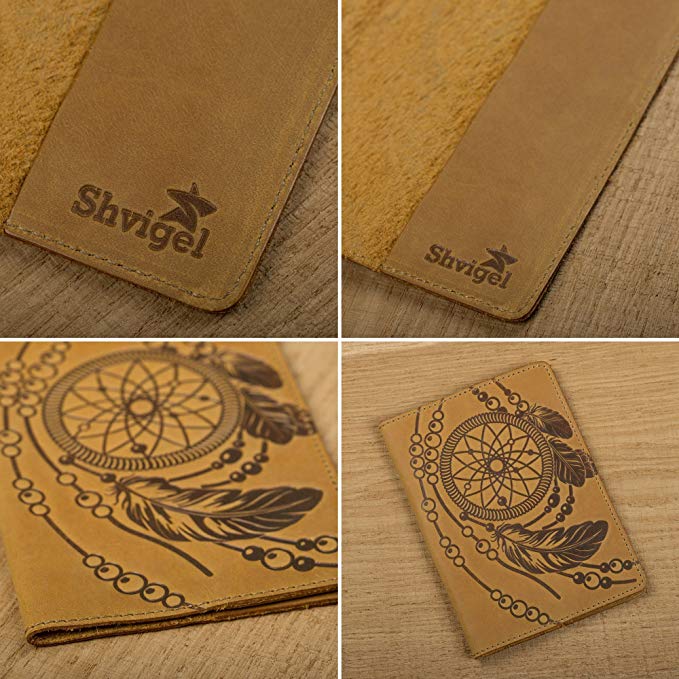 Passport Cover SHVIGEL 15303 Yellow Genuine Leather for Passport Protection
