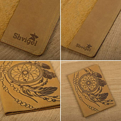 Passport Cover SHVIGEL 15303 Yellow Genuine Leather for Passport Protection