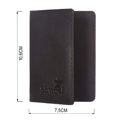 Business Card Holder SHVIGEL 00118 Black Genuine Leather for Visiting Cards
