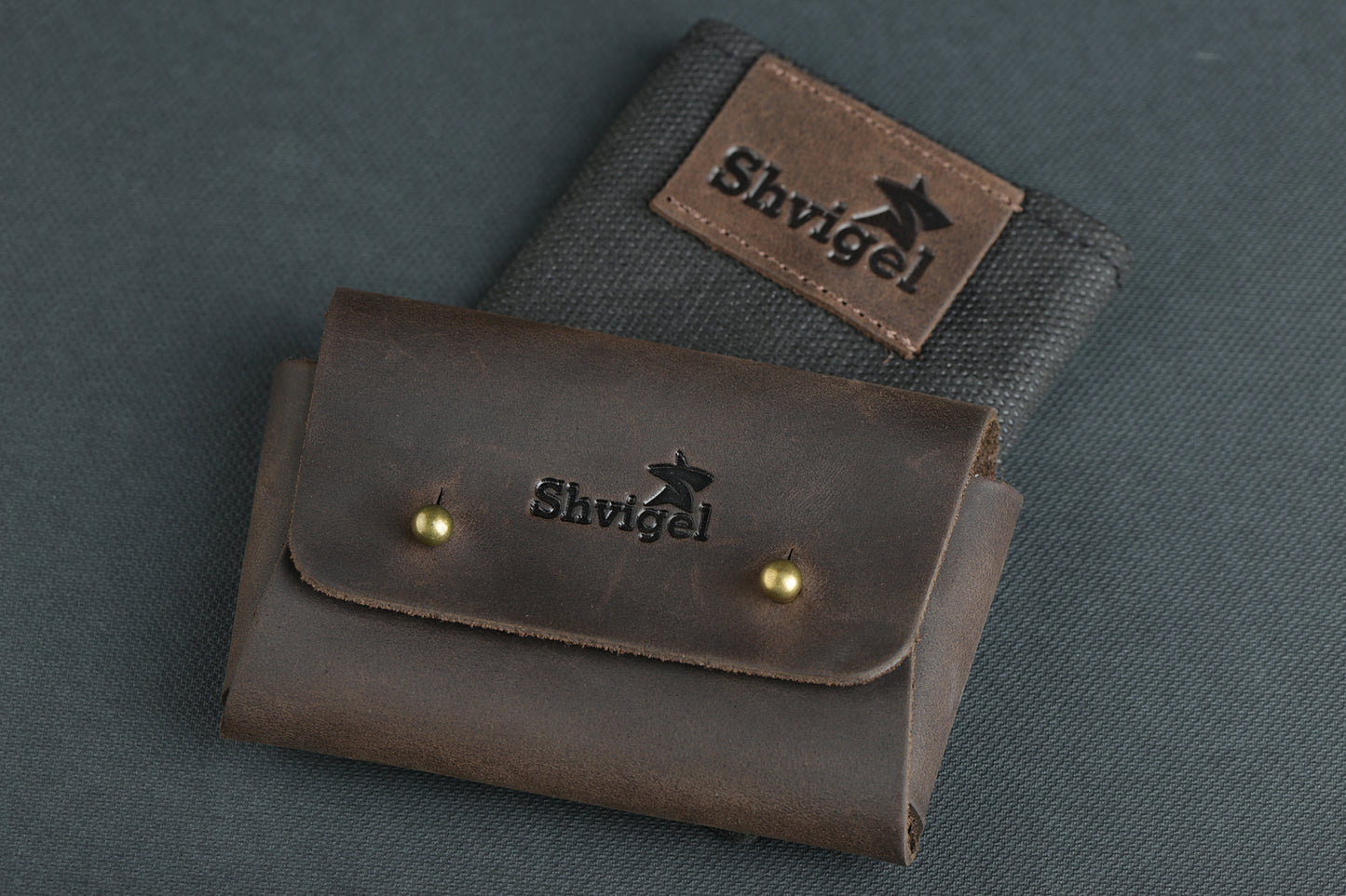 Business Card Holder SHVIGEL 16160 Brown Genuine Leather for Business Cards