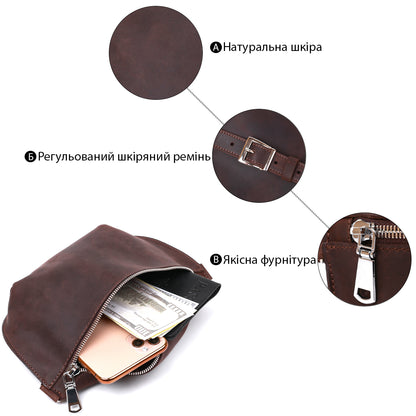 Matte Women's Belt Bag SHVIGEL 16395 Brown Genuine Leather Durable Design