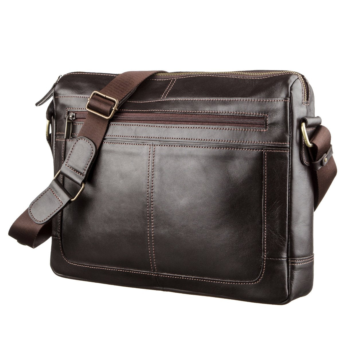 Leather Business Men's Shoulder Bag SHVIGEL 11251 Brown Genuine Leather Material
