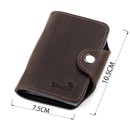 Vertical Business Card Holder SHVIGEL 13908 Leather Brown Natural Skin for Business Cards