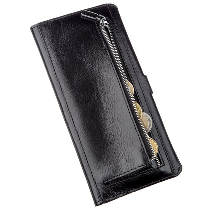 Men's Vertical Wallet SHVIGEL 16204 Black Genuine Leather Made in Ukraine