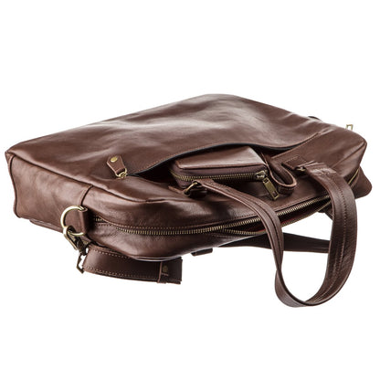Men's Leather Laptop Bag SHVIGEL 19109 Brown Made of Genuine Leather