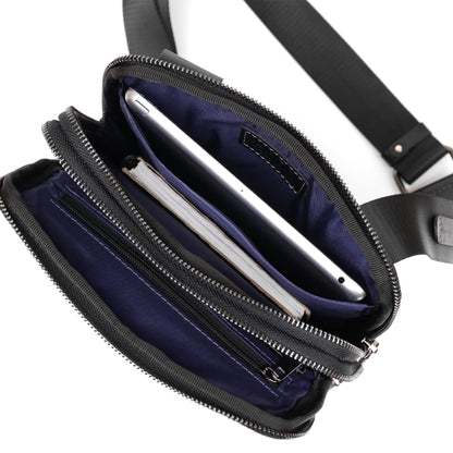 Men's Leather Satchel Bag SHVIGEL 11283 Black, Two Compartment Flotar Design