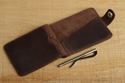 Leather Money Clip SHVIGEL 13786 Brown Premium Quality Natural Leather