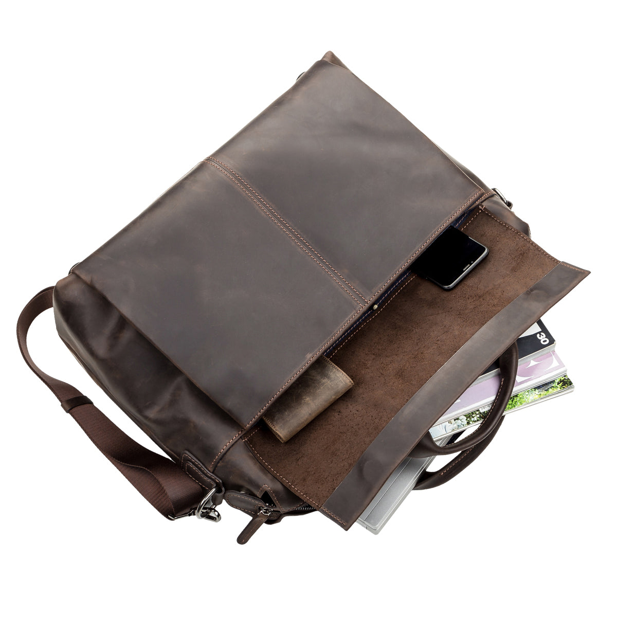 Large Men's Leather Bag SHVIGEL 11119 Brown Stylish Natural Leather Design
