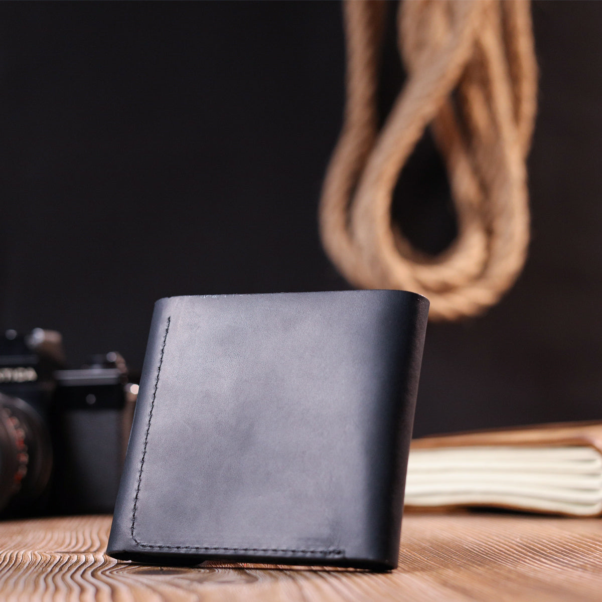 Matte Leather Men's Wallet SHVIGEL 16612 Black Made in Ukraine Genuine Leather