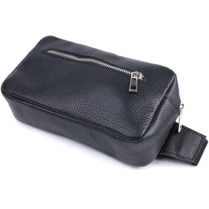 Men's Leather Sling Bag SHVIGEL 22826 Black Genuine Leather, Durable Design